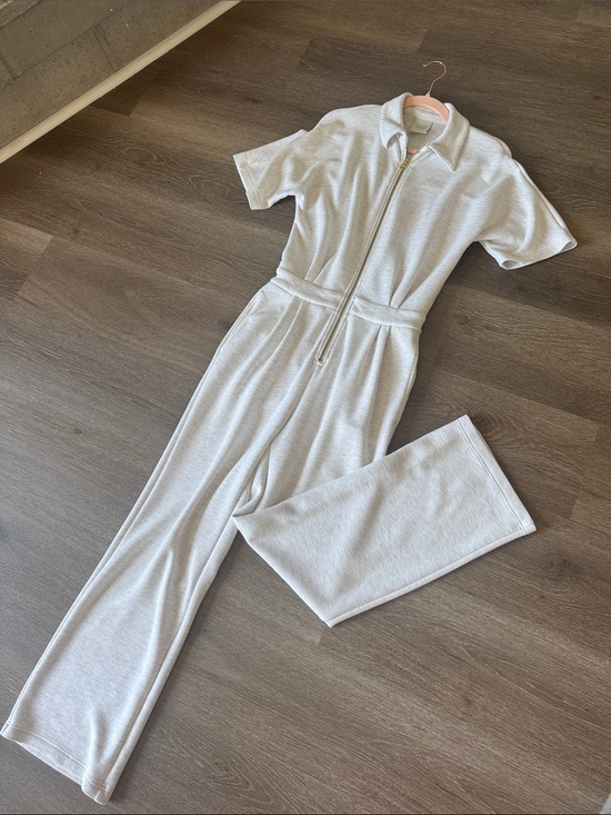 Varley Pants - Varley Light Heather Zip-Front Collared Jumpsuit
